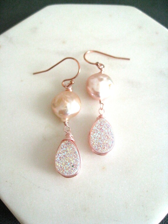Pink clearance druzy earrings