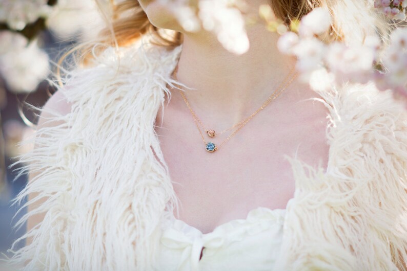 As seen on Netflix /'Bloodline/' Rosegold Druzy Necklace Trillion Gold druzy pendant choker VitrineDesigns