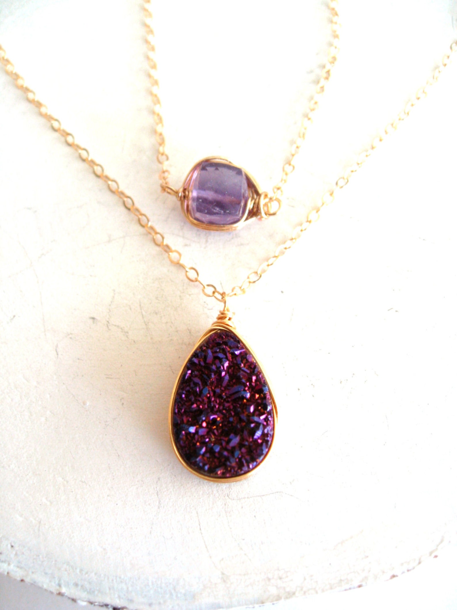 Aubergine Purple Druzy Necklace drusy quartz pendant Etsy