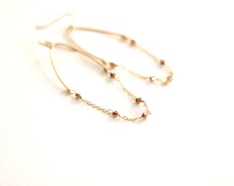 Glide earrings rose gold, Modern mixed metal hoops, As seen on Fuller House, rose gold earrings, Hammered Gold, VitrineDesigns under 60