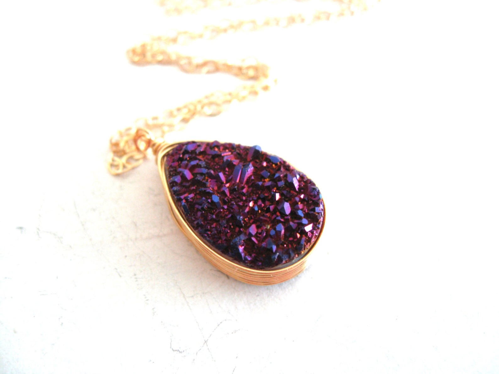 Aubergine Purple Druzy Necklace drusy quartz pendant Etsy