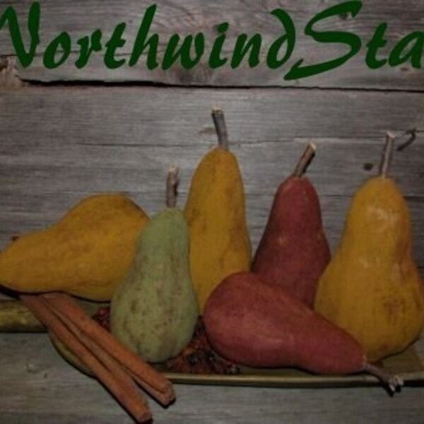Primitive Pears Folk Art Ornies Bowl Fillers Tucks