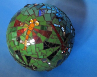 Mosaic Gazing Ball Made to Order, DragonFly, Flowers, Butterfly, Bees... What ever you love...