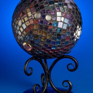 Mosaic Gazing Ball, Garden Art. Premium Van Gogh glass, Deep Blue Planet in Space: Available as Special Order Only image 3