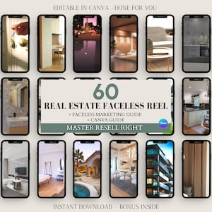 PLR Real Estate Branding Instagram Reels Videos Master Resell Rights MRR Realtor Marketing Canva Template PLR Digital Products Etsy Sellers