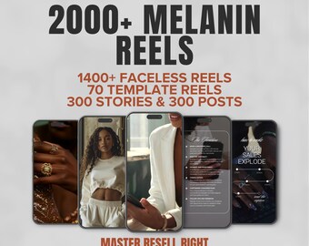 Melanin Faceless Reels, Master Resell Rights, Plr Digital Products, Sell on Etsy, Instagram Reels, Faceless Aesthetic, Plr template, MMR PLR