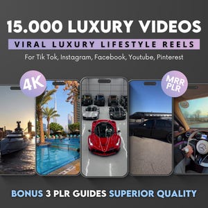 15.000+ Viral Luxuriöser Lifestyle Videos Reels, Autos, Yacht, Flugzeug, Millionär, TikTok, Instagram, YouTube, Digitales Marketing, MRR, PLR
