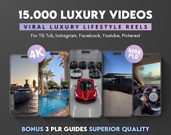 15.000+ Viral Luxury Rich Lifestyle Videos Reels, Cars, Yacht, Plane, Millionaire, TikTok, Instagram, YouTube, Digital Marketing, MRR, PLR