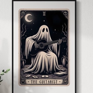 Ghost tarotkaartposter l kunst aan de muur gitaar l afdrukbare poster l muziekafdruk l gitarist l tarotkaart l spook gitaar spelen l digitale print