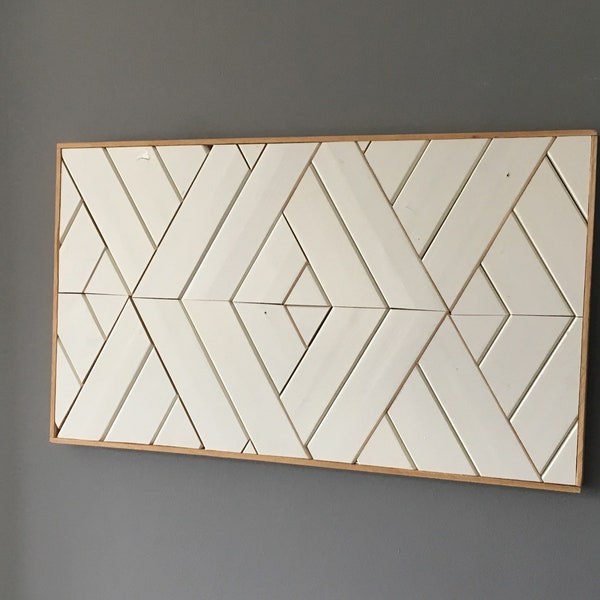 White And Tan Wood Wall Art