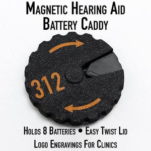 Magnetic Hearing Aid Battery Caddy – Easy-Open, Portable Battery Holder (Size 312)