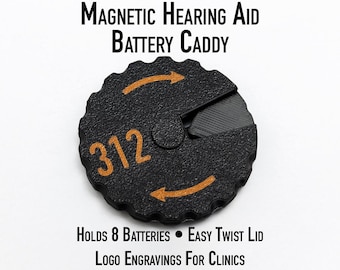 Magnetic Hearing Aid Battery Caddy – Easy-Open, Portable Battery Holder (Size 312)