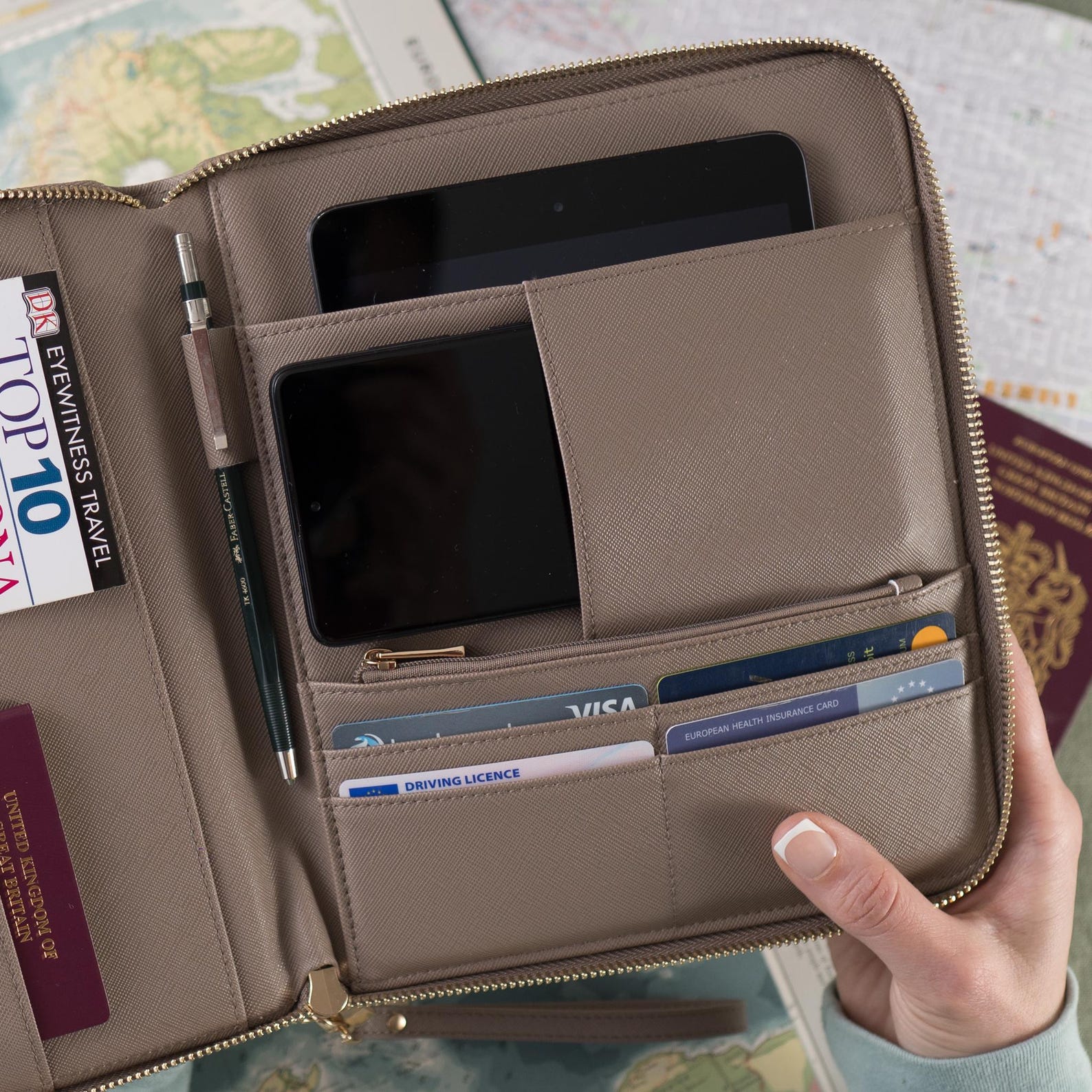 Personalised Travel/tech Organiser With Hot Foil Embossed ...