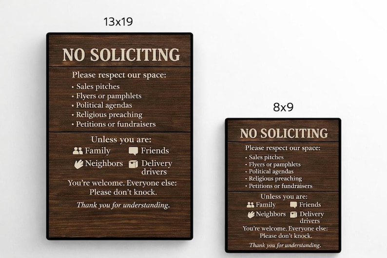 No Soliciting Sign: Laminated, Modern, Rustic, or Minimalist ...