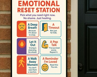 EmotionalReset Station Sign: Self-Care-Dekor für Büro, Wohnheim oder zu Hause
