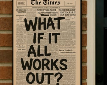 Motivational Newspaper Wall Art – Vintage Newspaper Laminated or Framed Poster 13x19