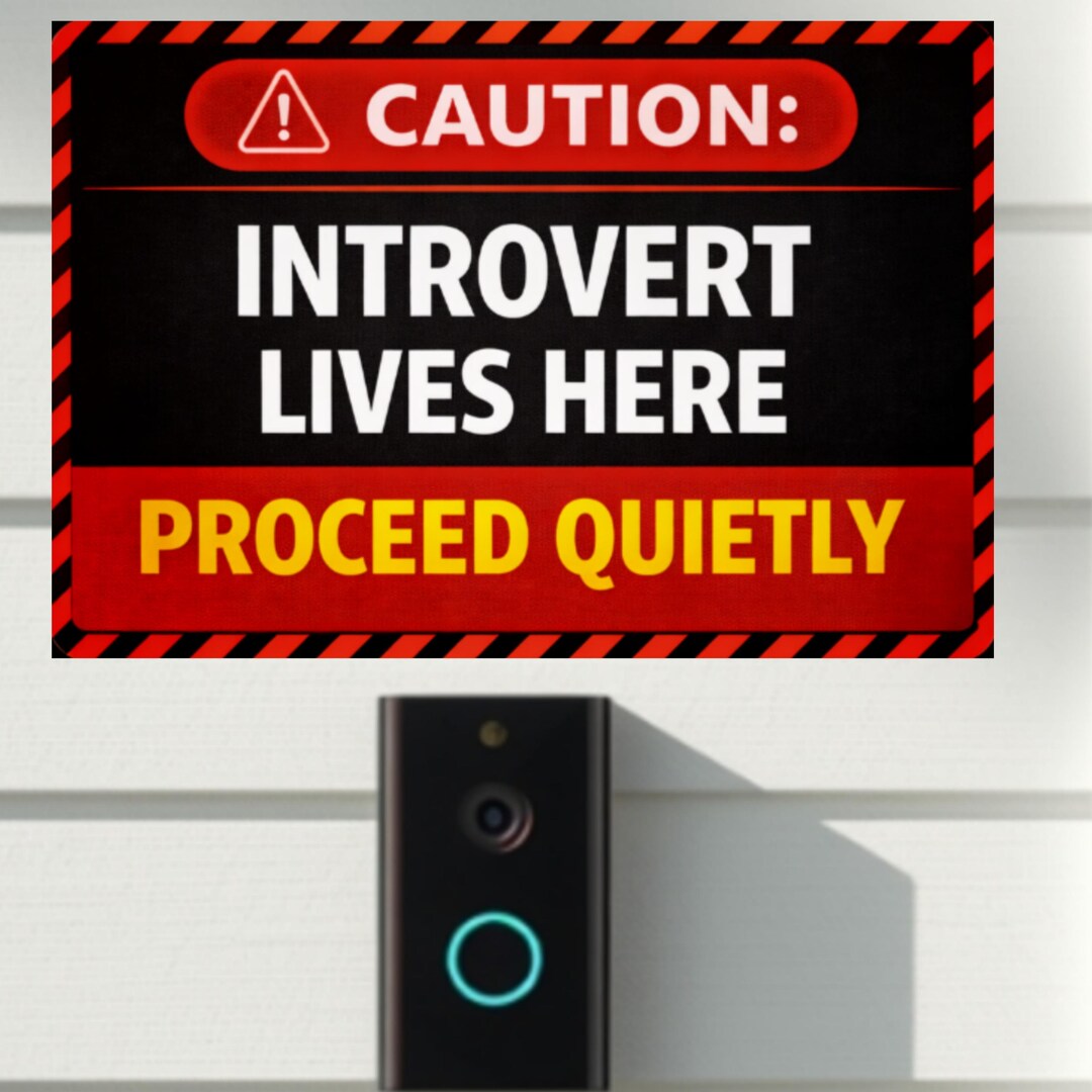 Caution Introvert Lives Here Sign, Proceed Quietly Door Sign (8x9 ...