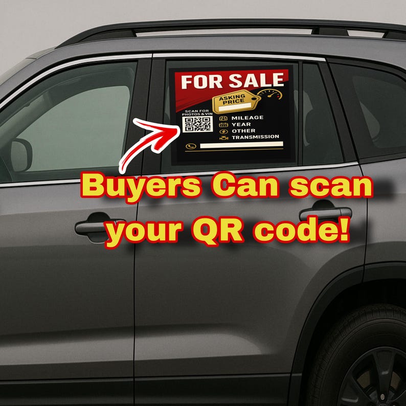 Qr Code Car Windows Custom Car for Sign | QR Code Auto Window Display - Etsy