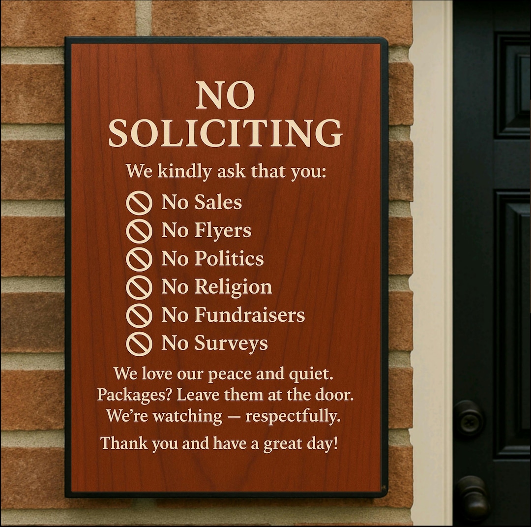 Soliciting Sign No Soliciting Sign – Laminated Door Sign, Front Porch Decor - Etsy