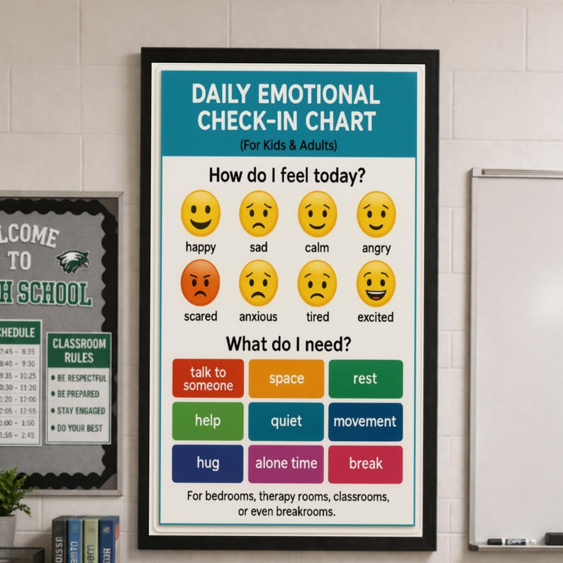 Laminated Daily Feelings Chart: Kids & Adults Emotional Check-in - Etsy