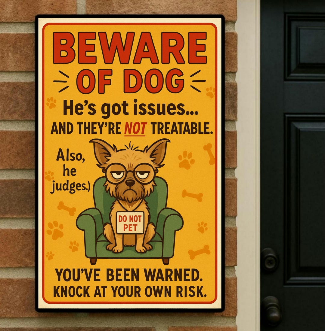 Small Dogs Sign Funny Beware of Small Dog Sign: No Soliciting - Porch Decor 13x19 ...
