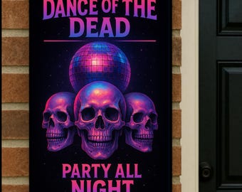 Neon Jack-O’-Lantern Wall Art – Glowing Pumpkin Halloween Print, Spooky Laminated Paint Decor