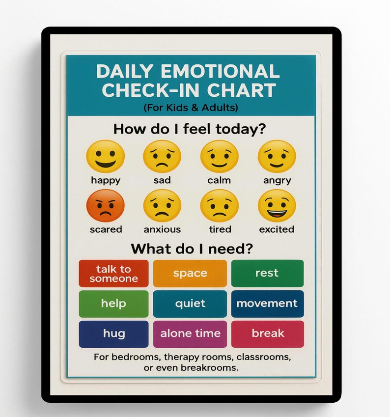 Laminated Daily Feelings Chart: Kids & Adults Emotional Check-In Bild 8