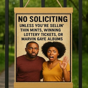 Funny Custom No Soliciting Sign: Personalized Photo Door Decor