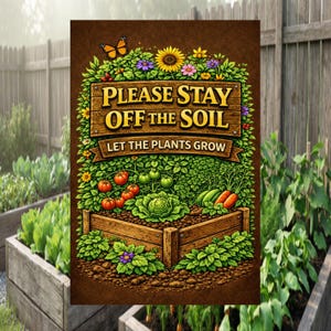 Bitte Stay off Soil Gartenschild, Outdoor Hochbeet Dekor (13x19 laminiert)