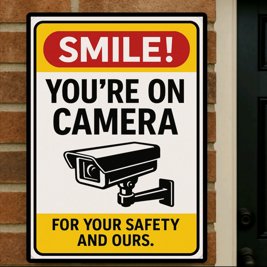 Smile You're on Camera Sign: Home Security, Weatherproof Laminated ...