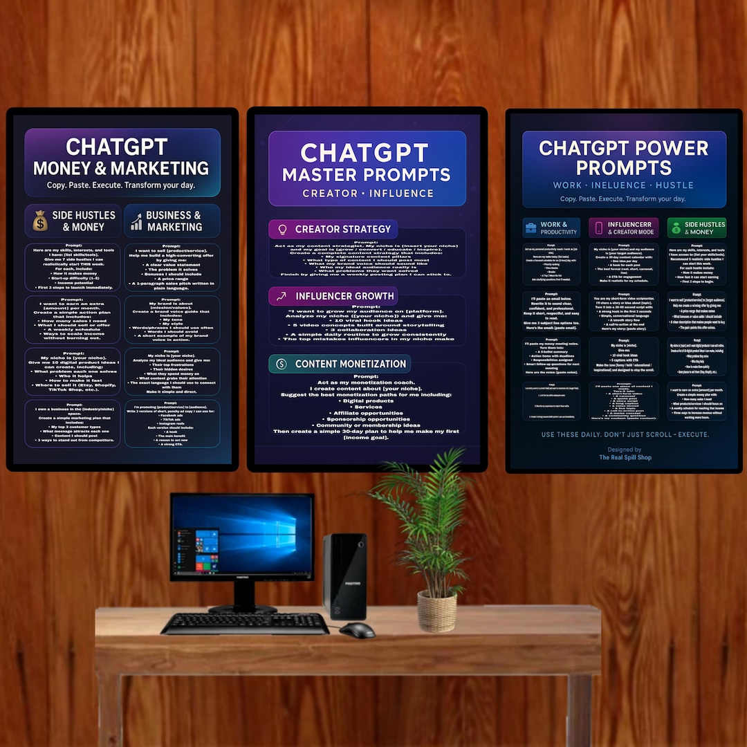 Chatgpt Prompt Laminated Posters | AI Power Prompts for Work & Hustle ...