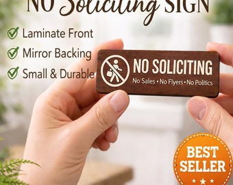 No Soliciting Sign | Doorbell Camera, Weatherproof Laminated