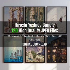 Hiroshi Yoshida Print Bundle - 120 pieces - Hokusai, Hiroshige, Kuniyoshi - Digital Download, Printable Art, Woodblock Print