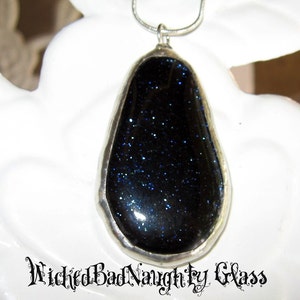 WBN Dark Blue Destroyer's Tears Fused Glass Necklace image 4