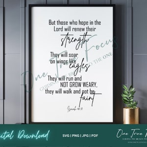 Soar On Wings Like Eagles Isaiah 40:31 SVG Png Jpg, Pdf, Silhouette, Cricut, Religious Svg, Bible Svg, Scripture Svg, Run and Not Grow Weary