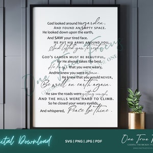 Gottes Garten muss schön sein Gedicht Beerdigung SVG Png Jpg, Pdf, Silhouette, Cricut