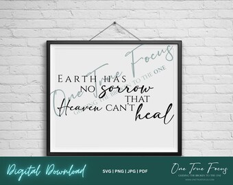 Earth Has No Sorrow That Heaven Can't Heal Funeral SVG Png Jpg, Pdf, Silhouette, Cricut