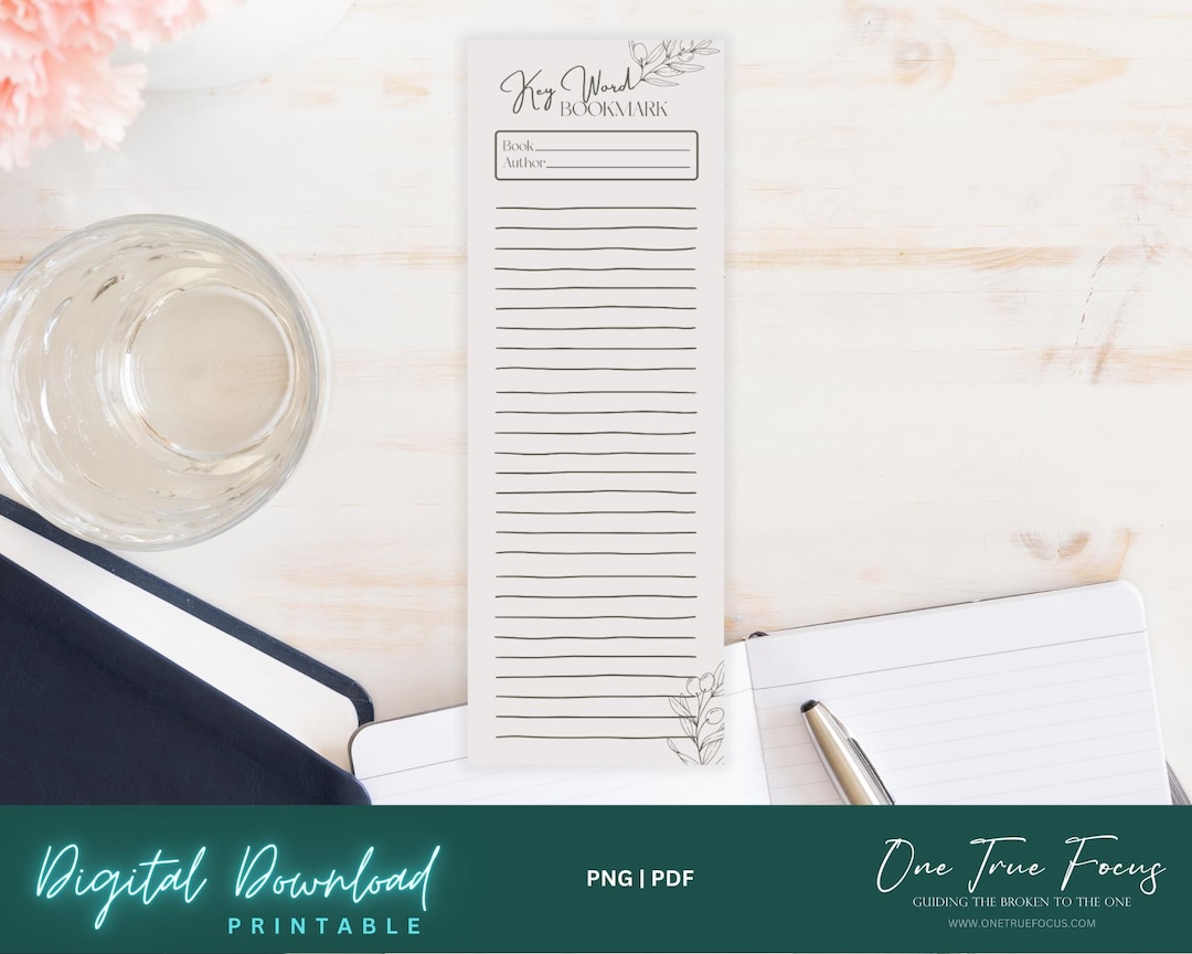 Olive Branch Flower Precept Bible Study Key Word Bookmark Printable PNG PDF Word Study Note ...
