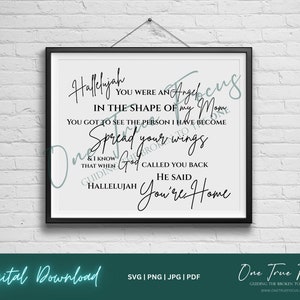 Halleluja du warst ein Engel in der Form von My Mom Gedicht Beerdigung SVG Png Jpg, Pdf, Silhouette, Cricut