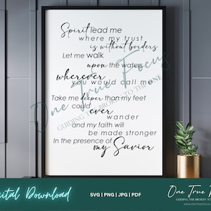 Oceanen Songtekst Spirit Lead Me Trust Without Borders SVG Png Jpg, Pdf, silhouet, Cricut, religieuze Svg