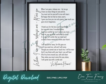When I am Gone Release Me Let Me Go Funeral Poem SVG Png Jpg, Pdf, Silhouette, Cricut, Religious Svg