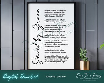 Saved by Grace Lyrics SVG Png Jpg, Pdf, Silhouette, Cricut, Religious Svg, Hymn