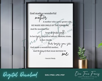 God Made a Wonderful Mother Poem Funeral SVG Png Jpg, Pdf, Silhouette, Cricut