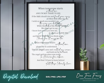 When Tomorrow Starts Without Me A Letter From Heaven Funeral Poem SVG Png Jpg, Pdf, Silhouette, Cricut, Religious Svg