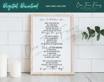 When I Must Leave You Waiting for You in the Sky Funeral Poem SVG Png Jpg, Pdf, Silhouette, Cricut, Religious Svg Loss Mourning