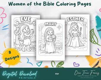 Women of the Bible Coloring Pages for Kids | Christian Printable Bible Activity | Sunday School | Homeschool Coloring | Women Bible
