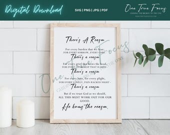 There's a Reason Poem Every Sorrow Every Hurt SVG Png Jpg, Pdf, Silhouette, Cricut, Religious Svg Loss Mourning Grieve