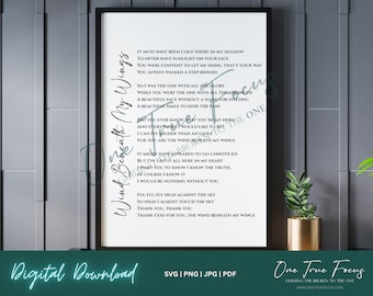 Wind Beneath My Wings You're My Hero Lyrics SVG Png Jpg, Pdf, Silhouette, Cricut