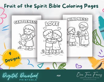 Fruits of the Spirit Coloring Pages for Kids | Christian Printable Bible Activity | Sunday School | Homeschool Coloring | Galatians 5