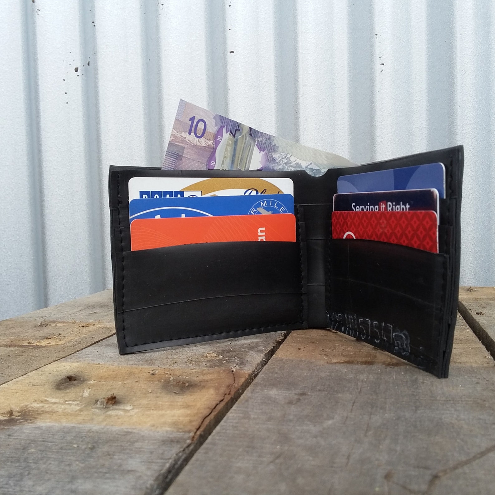 Bike Tube Wallet Black Billfold Wallet Mens Vegan Wallet Etsy